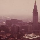 vintage photograph of Terminal Tower on Cleveland skyline