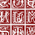 16th century initial capitals, block letters with red design