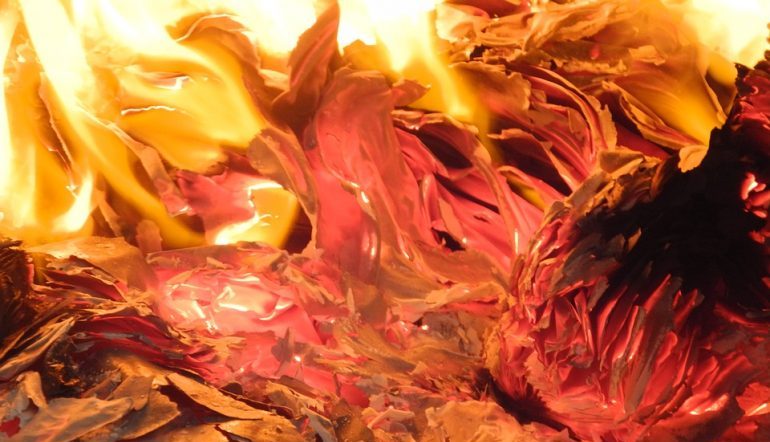 impressionistic flames, red, yellow, orange fire