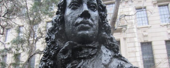 giant bust of Pepys outside
