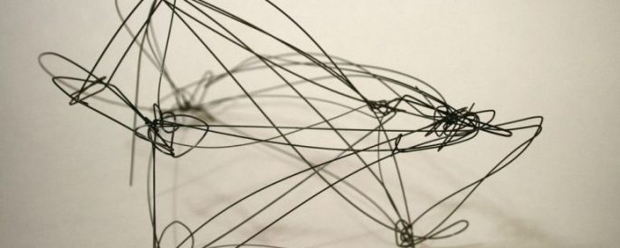 abstract wire sculpture in black, with lines and nodes - visual tension