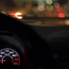 car dashboard, lights in the windshielf