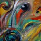 colorful abstract painting with swirls