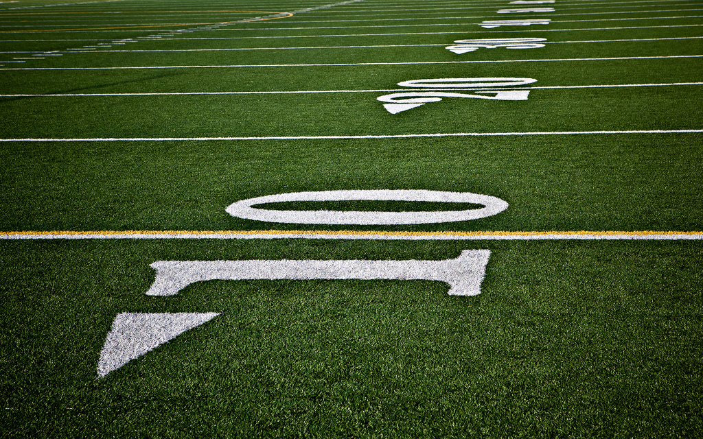 Image of the yard lines of a football field