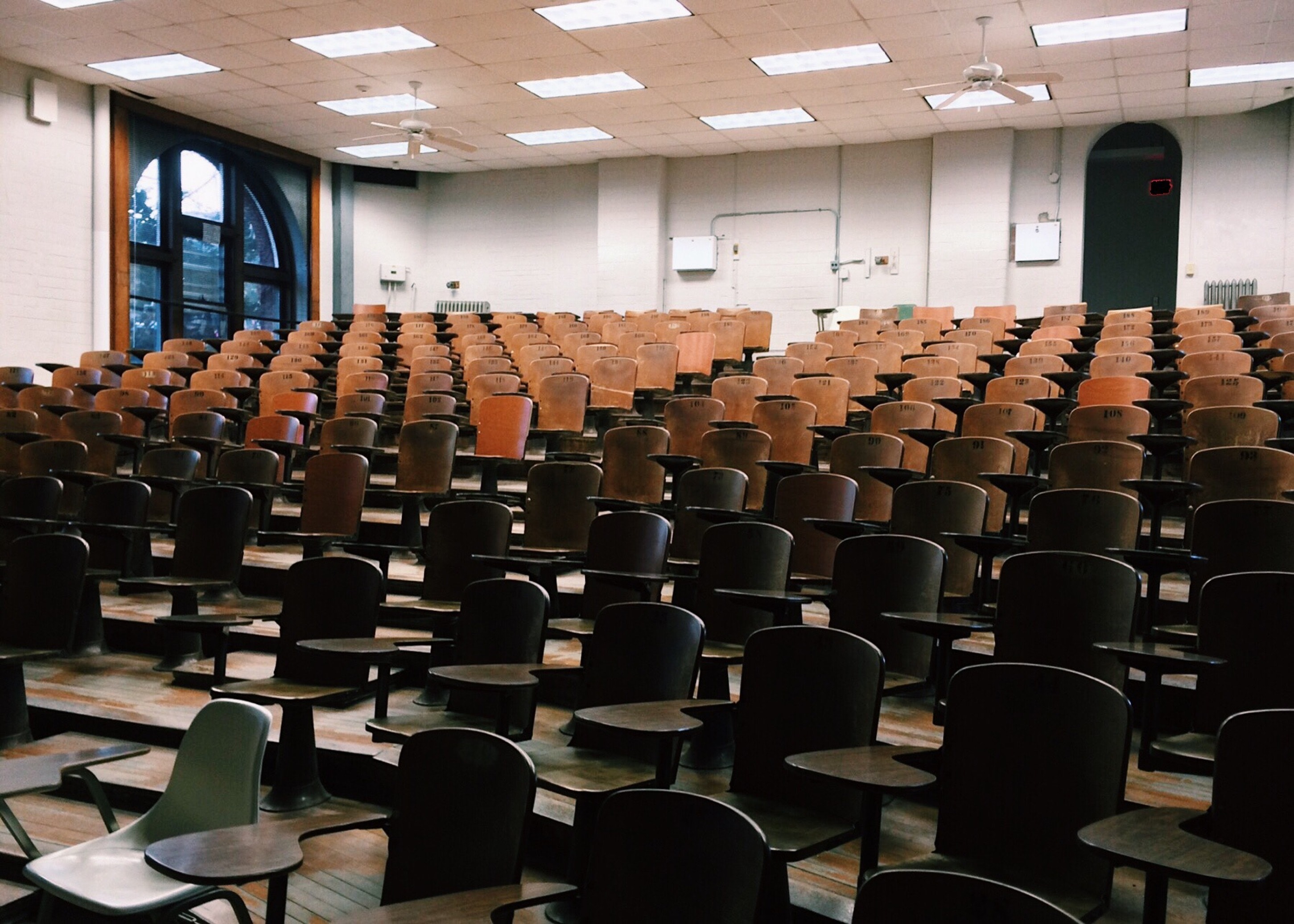 Photo of an empty university lecture hall