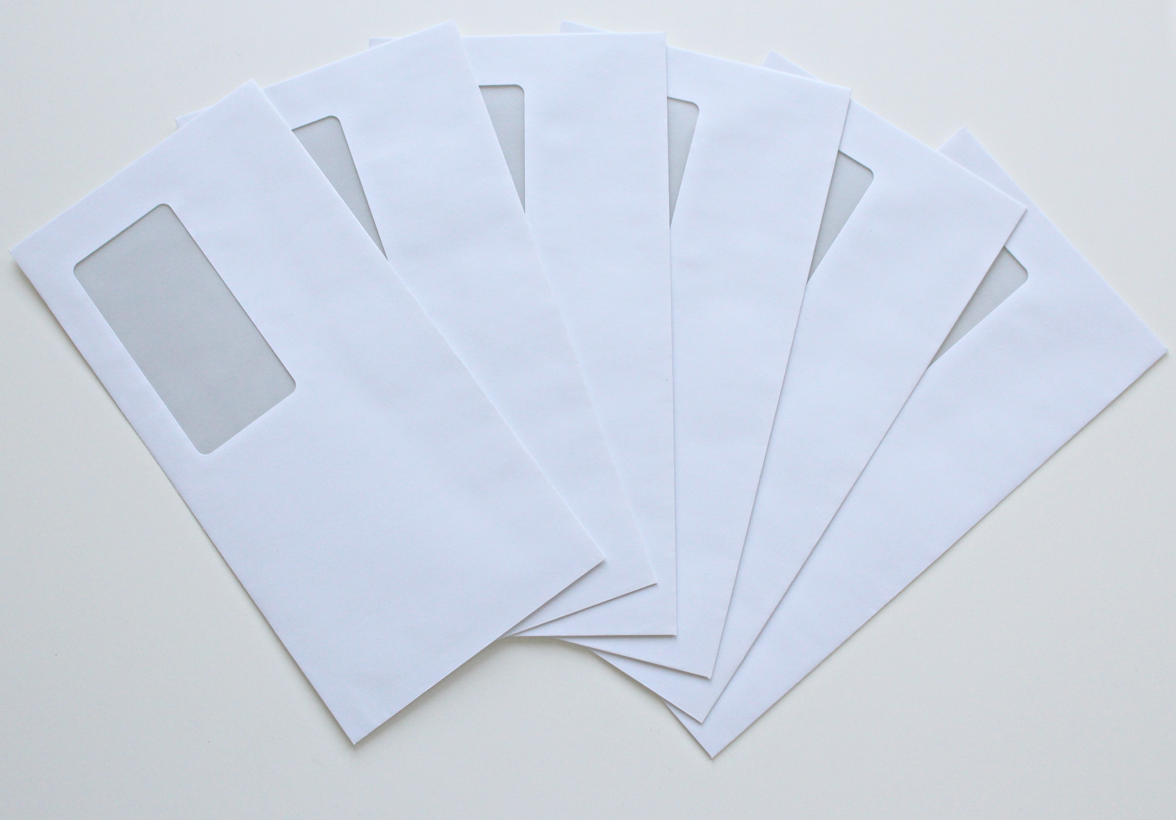 Photograph of plain white empty envelopes
