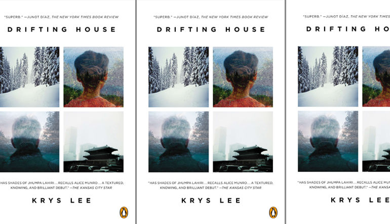 side by side series of the cover of Drifting House by Krys Lee
