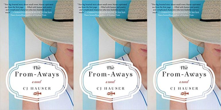 Book cover depicting a woman wearing a sunhat on a blue and white striped background
