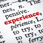 Dictionary entry of the word "experience" in red