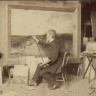 Vintage photo of Edward Gay at an easel painting