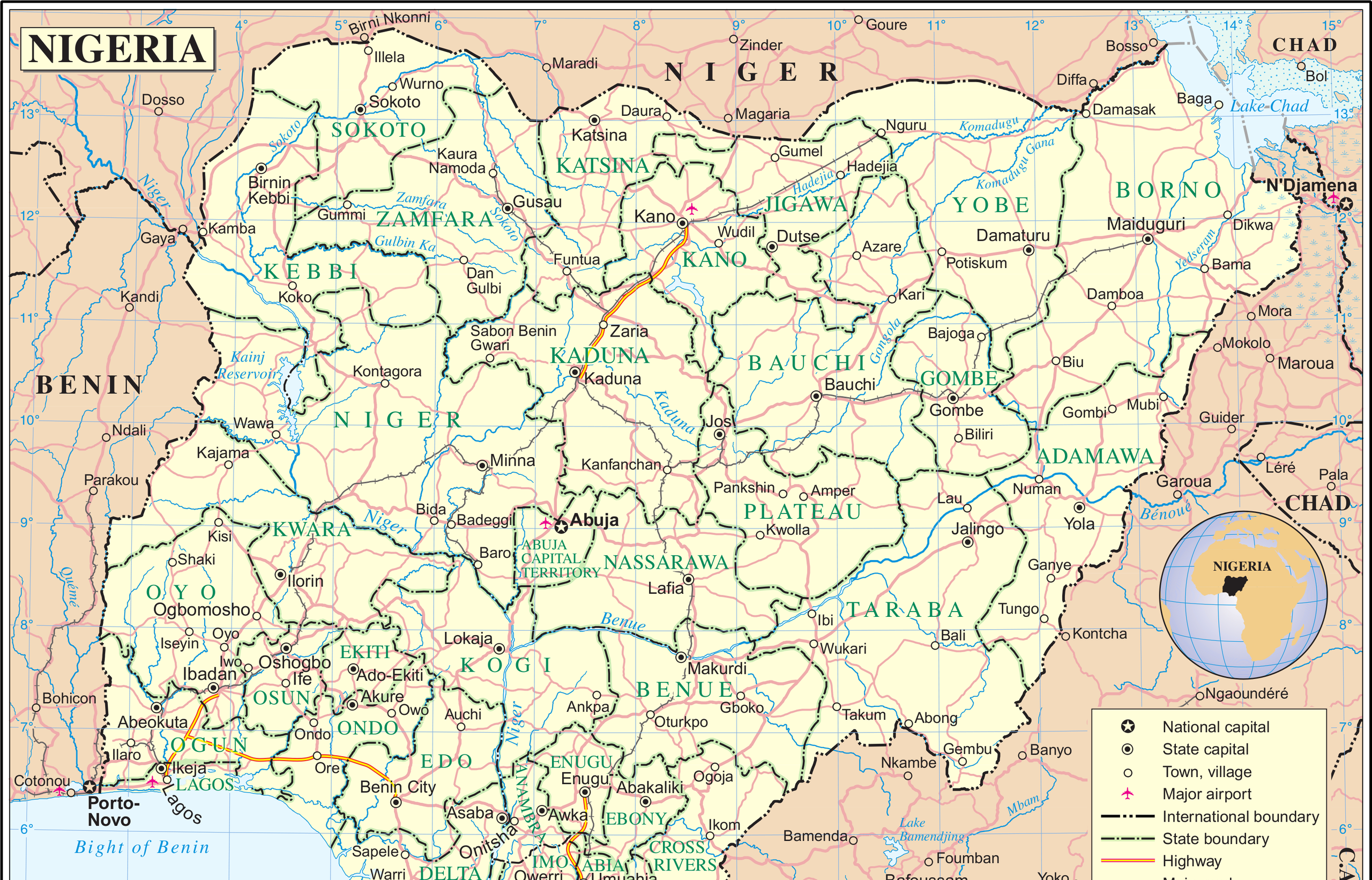 A map of northern and southern Nigera from the UN.