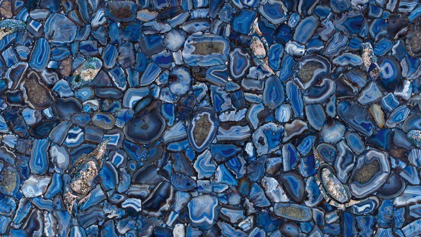 Collection of shiny and sparkly blue stones