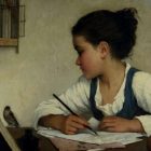 Henriette Browne's "A Girl Writing the Pet Goldfinch"