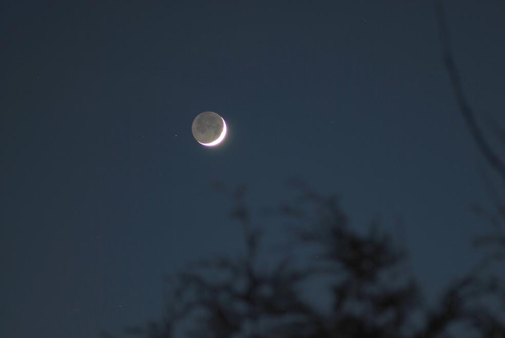 Photo of a crescent moon. 
