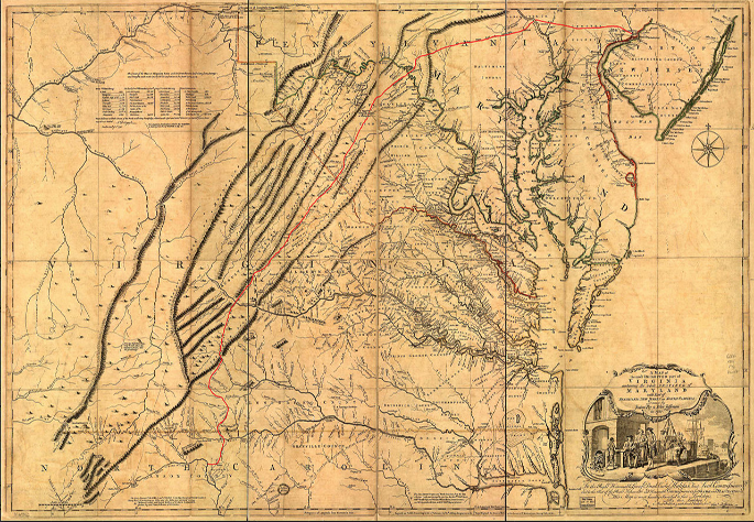 A vintage map of Virginia. 