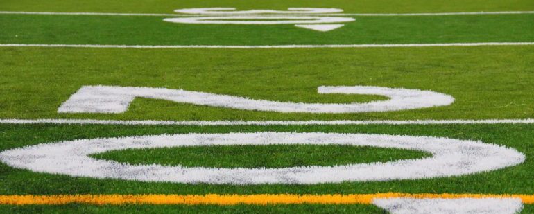 Picture of a football field 20 yard line