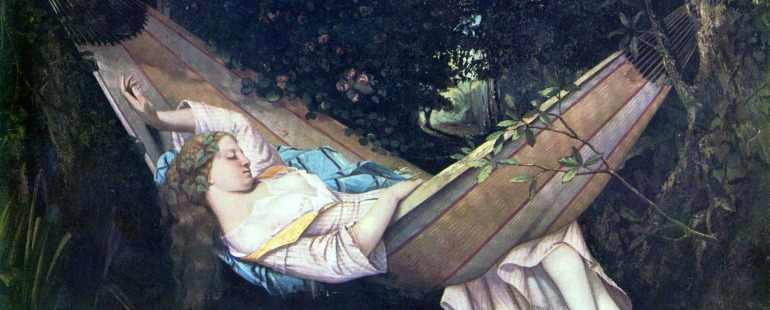 woman in hammock by gustave-courbet