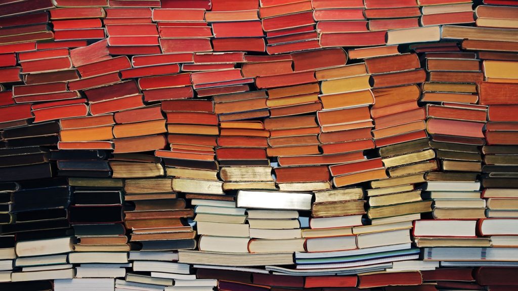 colorful stacks of books 