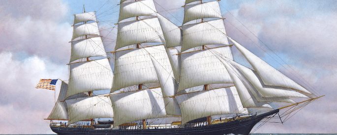 A painting of a ship