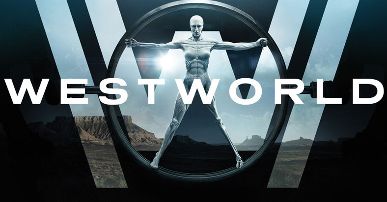 A humanoid figure stretching inside a circle with the text "Westworld" over it.