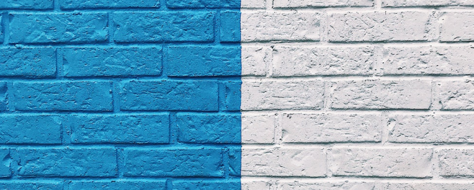 a blue and white wall