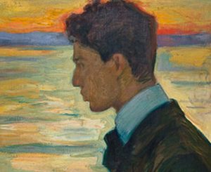 Painting of a side profile of a man.