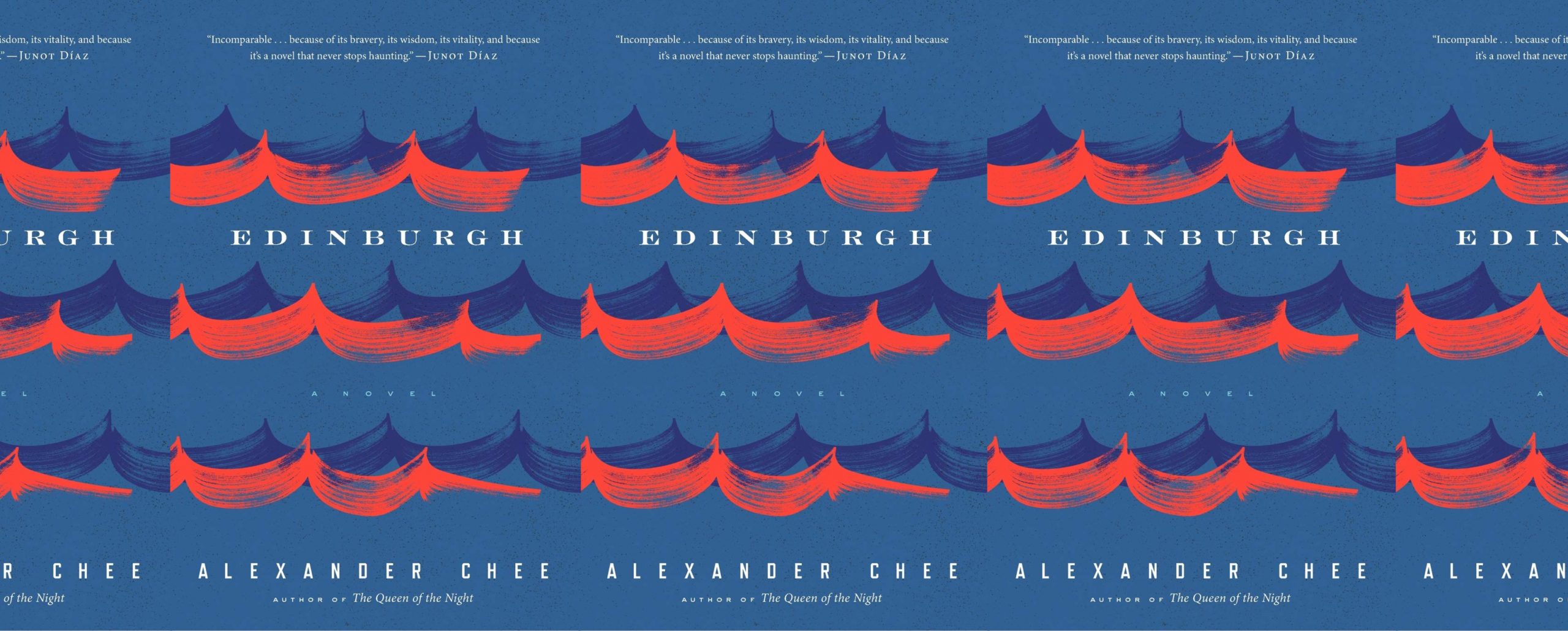 the cover for Edinburgh featuring red and blue waves against a blue background