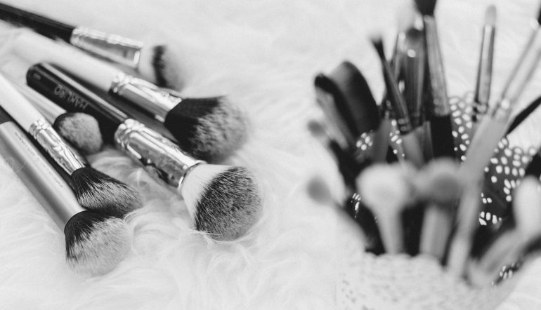 close up of makeup brushes 