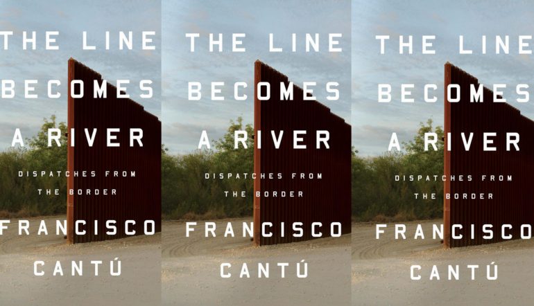 The Line Becomes a River cover in a repeated pattern