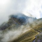 fog and mist over a mountain hiking path