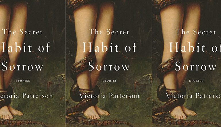 The Secret Habit of Sorrow cover in a repeated pattern