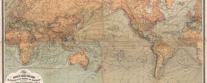 1870 Baur and Bromme Map of the World