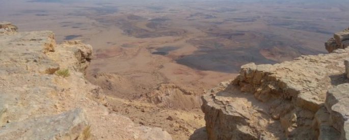light-sand–colored desert and rock in Mitzpe Ramon, Israel