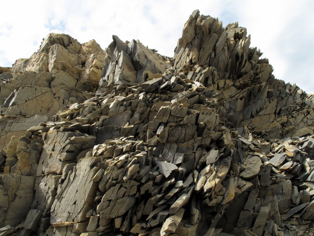 Photograph of a large jagged rock formation