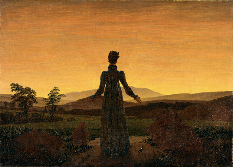Caspar David Friedrich's painting, Frau vor untergehender Sonne