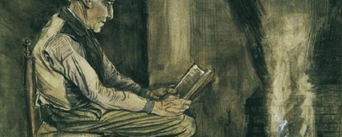 Farmer Sitting at the Fireside and Reading, by Vincent Van Gogh.
