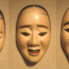 The noh masks, from left to right, indicated three different emotions.