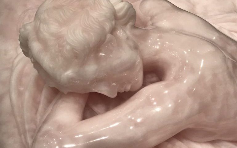 Pink Iranion onyx statue of a woman
