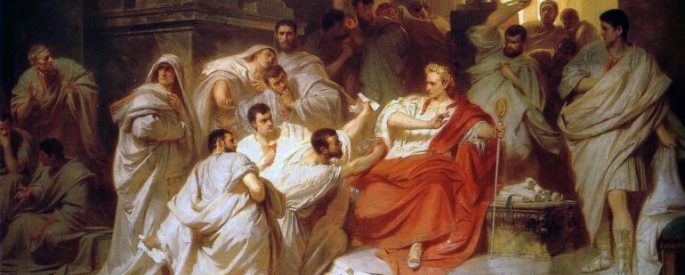 Painting by Karl von Piloty depicting the senators attacking Julius Caesar