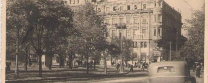 Vintage photograph of a large building in Odessa, Ukraine
