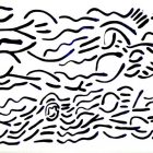 Black and white line abstract line doodle done by bill bissett
