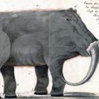 Drawing of a mammoth with notes scribbled around it