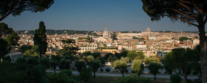as photograph of Rome taken from a hill