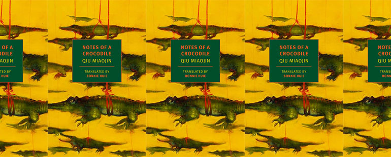 side by side series of the cover of notes of a crocodile which features about a dozen little crocodiles suspended by red strings