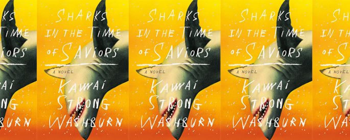 side by side series of the cover of Sharks in the Time of Saviors