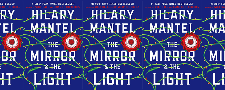 side by side series of the cover of Hilary Mantel's The Mirror and The Light