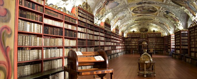 a photograph of a library in a monastery