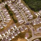 aerial photo of a suburban housing development