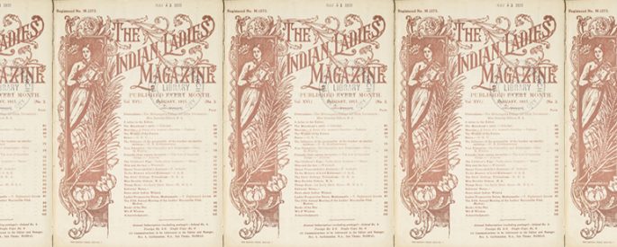 side by side series of the cover of a vintage issue of The Indian Lades' Magazine