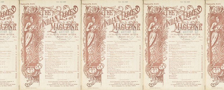 side by side series of the cover of a vintage issue of The Indian Lades' Magazine